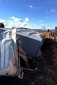 Herido un camionero un accidente de tráfico en la A-125, en Ejea de los Caballeros