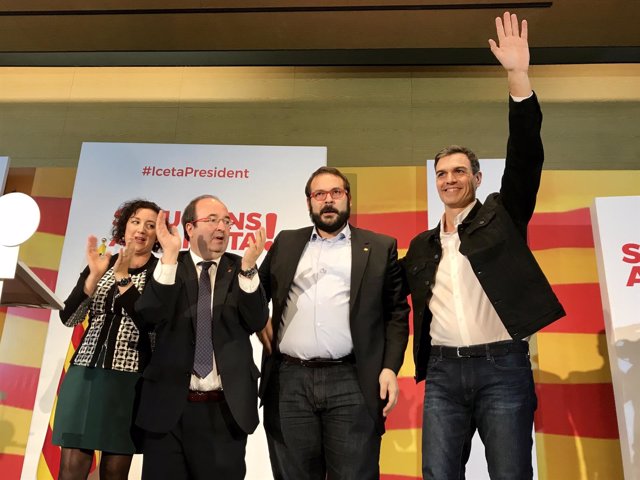 Alícia Romero, Miquel Iceta, David Bote (PSC) y Pedro Sánchez (PSOE)