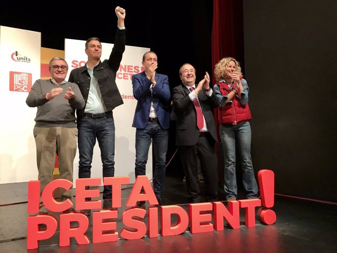 Àngel Ros, Pedro Sánchez (PSOE), Òscar Ordeig y Miquel Iceta, PSC