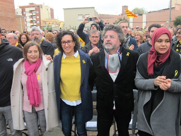 Els candidats d'ERC C.Forcadell, M.Rovira, T.Castellà i N.Driouech