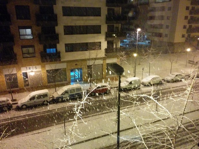 Imagen de la nevada de anoche en Logroño