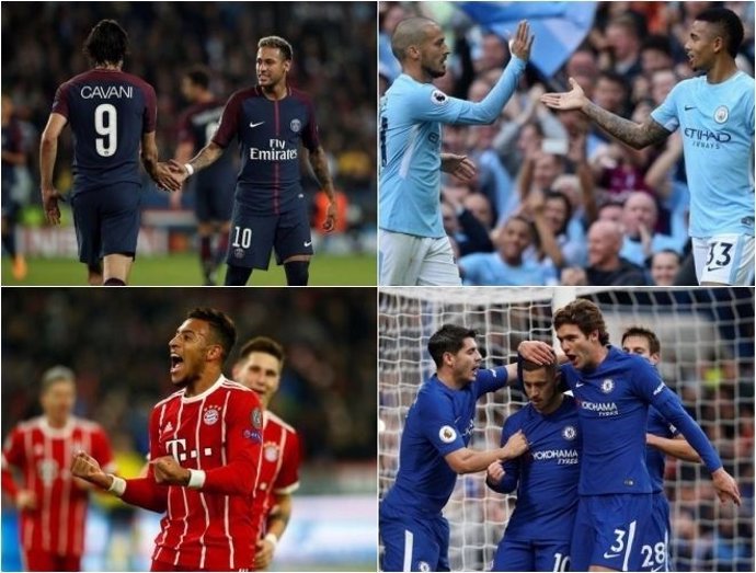 PSG y City, rivales a evitar para Madrid y Sevilla; Bayern y Chelsea