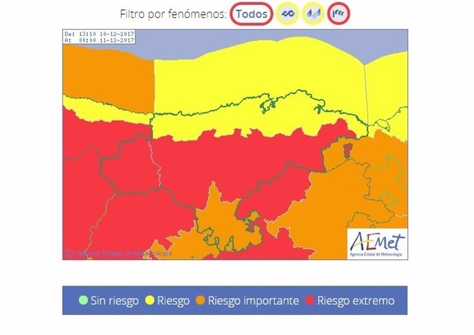 Avisos meteorológicos de Cantabria para este domingo