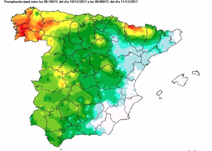 Pluges caigudes a Espanya
