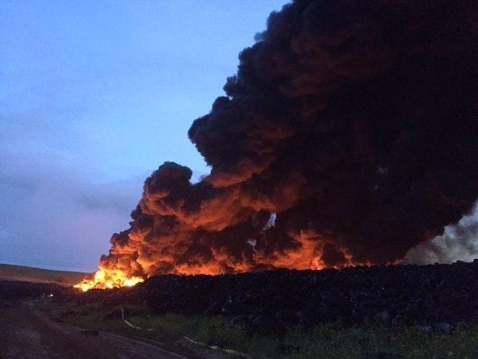 Incendio en una fábrica de neumáticos de Seseña, Toledo