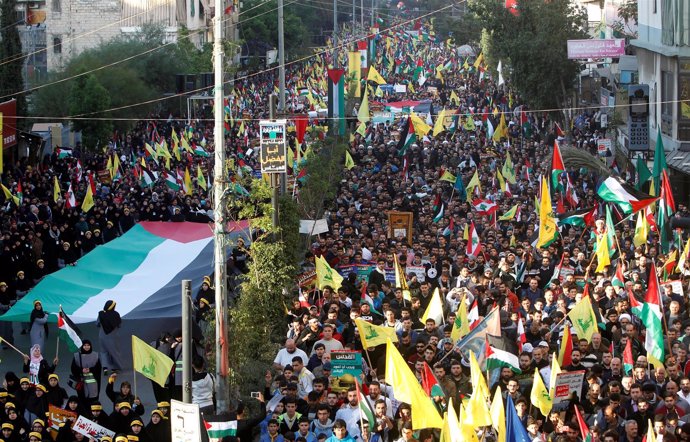 Manifestación propalestina de Hezbolá