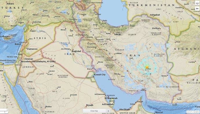 Terremoto registrado en el sureste de Irán