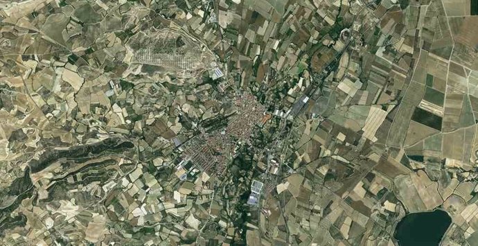 Imagen aérea de Tudela y su comarca. 