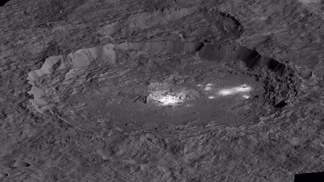 Las zonas brillantes del cráter Occator