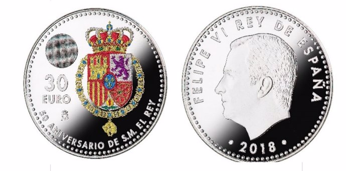Moneda conmemorativa 50 aniversario del Rey Felipe VI