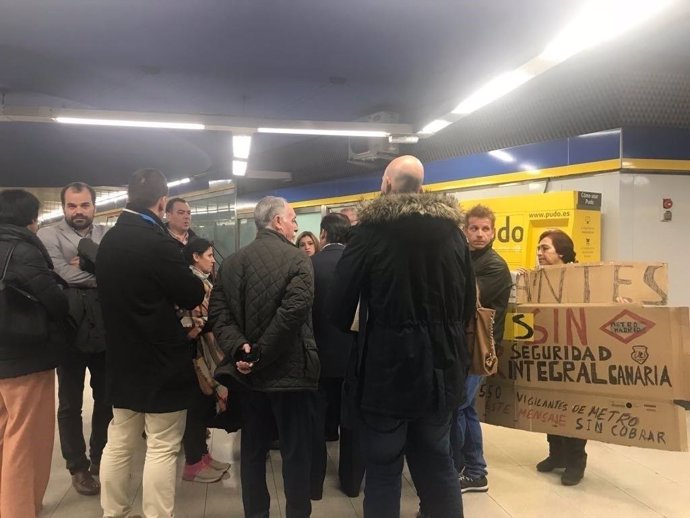 Protesta de vigilantes de seguridad en Metro de Madrid