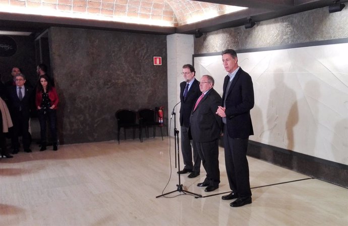 Mariano Rajoy, Xavier García Albiol (PP) y José Luís Bonet (Freixenet) 