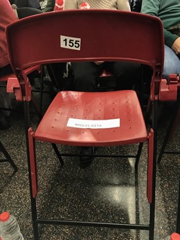 Iceta se sienta en la silla 155 en su mitin de Sabadell este miércoles