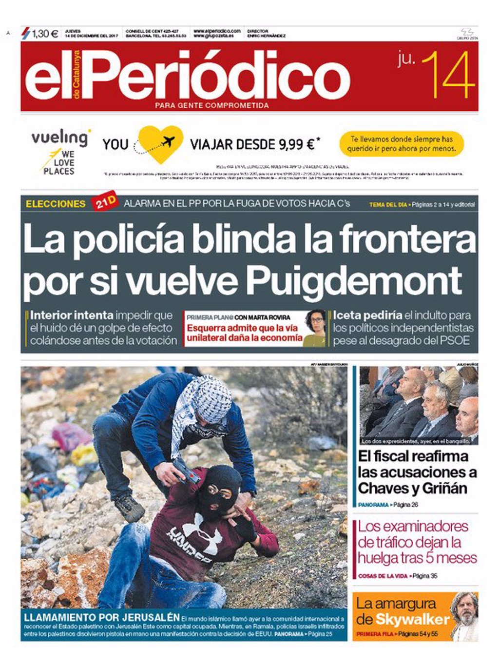 Las portadas de los periódicos de hoy, jueves 14 de diciembre de 2017