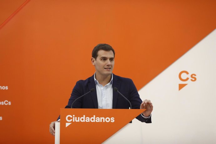 Rueda de prensa de Albert Rivera en la sede de Ciudadanos