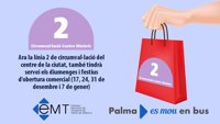 La EMT amplía el servicio de la línea 2 para los domingos y los días festivos de apertura comercial en Navidad