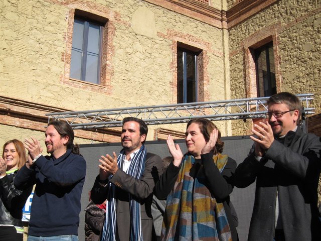 Pablo Iglesias, Alberto Garzón,  Ada Colau i Xavier Domènech             