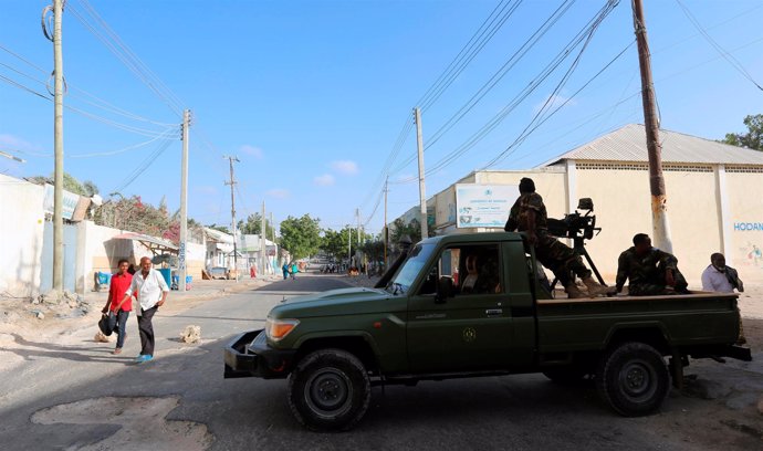 Militares somalíes en Mogadiscio