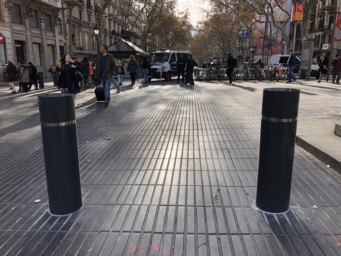Pilones localitzades a la Rambla de Barcelona