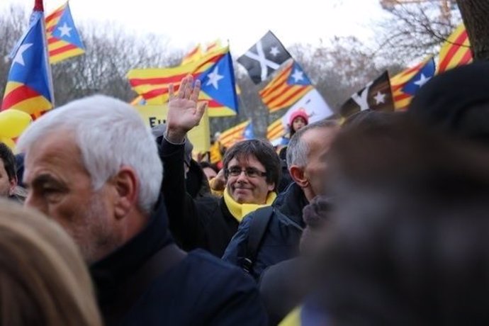 Puigdemont en la manifestació independentista a Brussel·les