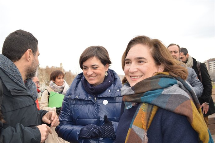 Saral Vilà i  Ada Colau a Lleida