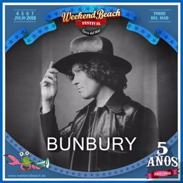 Np Bunbury Actuará En El Quinto Aniversario Del Weekend Beach Festival De Torre 