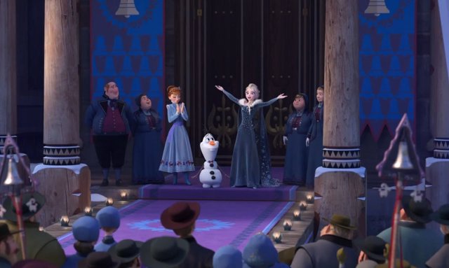 Olaf, Anna y Elsa en Frozen 
