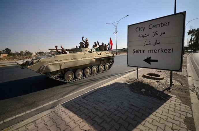 Un blindado iraquí en Kirkuk