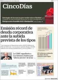 Las portadas de los periódicos económicos de hoy, martes 19 de diciembre
