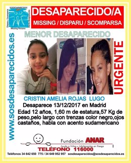 Menor desaparecida en Madrid