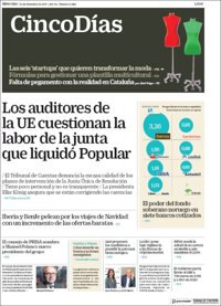 Las portadas de los periódicos económicos de hoy, miércoles 20 de diciembre