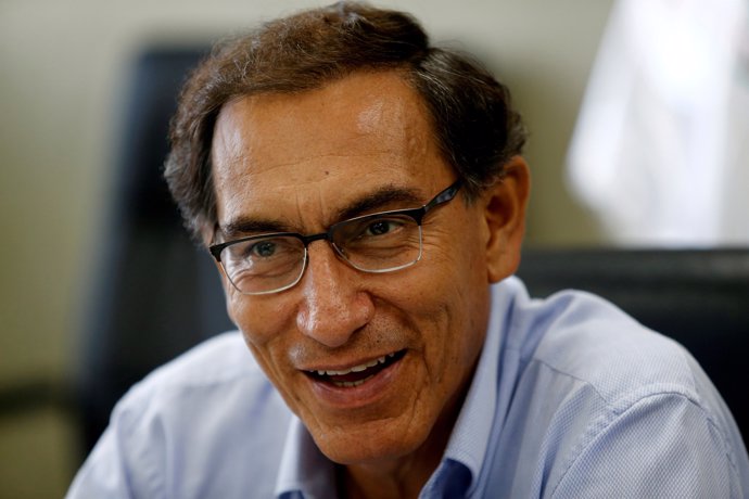 FILE PHOTO: Peru's Vice President Martin Vizcarra talks during an interview with