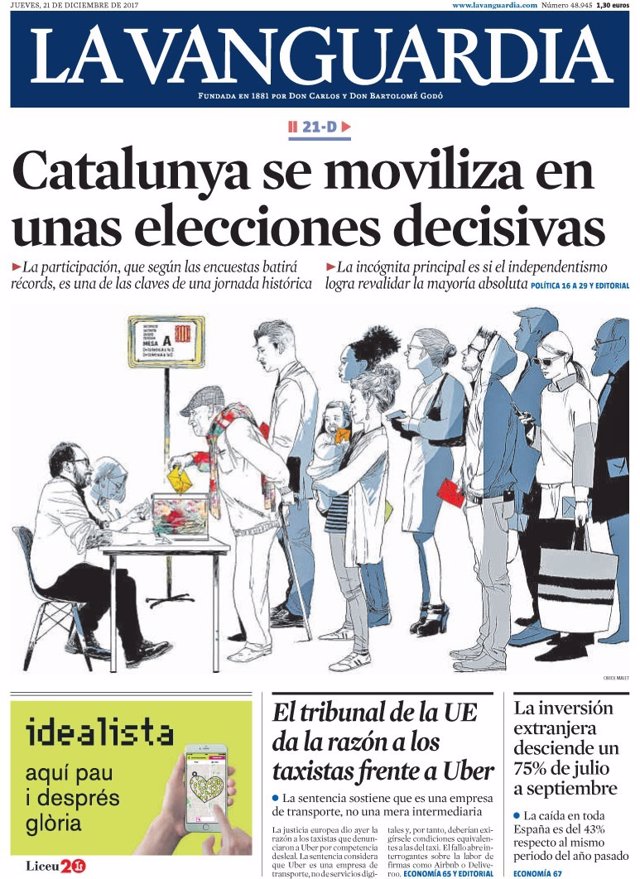 Portada de La Vanguardia