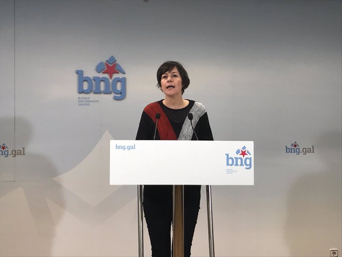 La líder del BNG, Ana Pontón, en la rueda de prensa