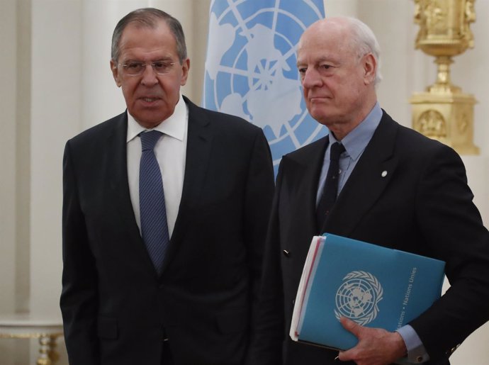 Sergei Lavrov y Staffan de Mistura