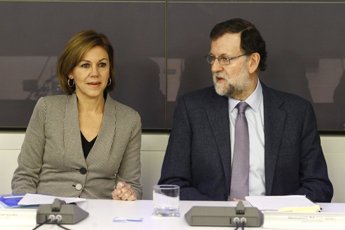 Cospedal i Rajoy en la reunió del Comitè Executiu Nacional del PP
