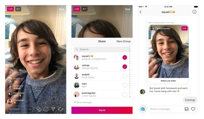 Instagram  compartir vídeos en directo por DM 