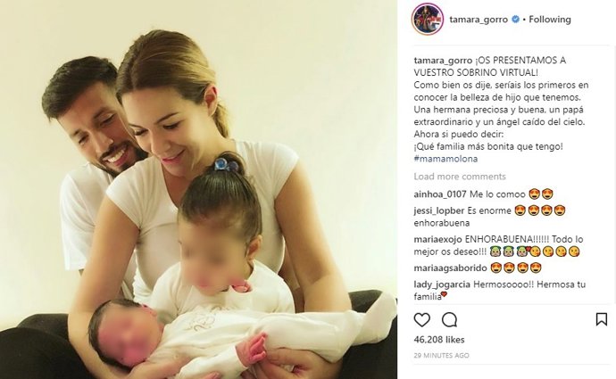 Tamara Gorro con su familia
