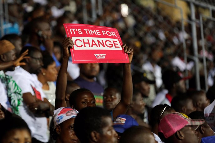 Simpatizantes del candidato presidencial liberiano George Weah
