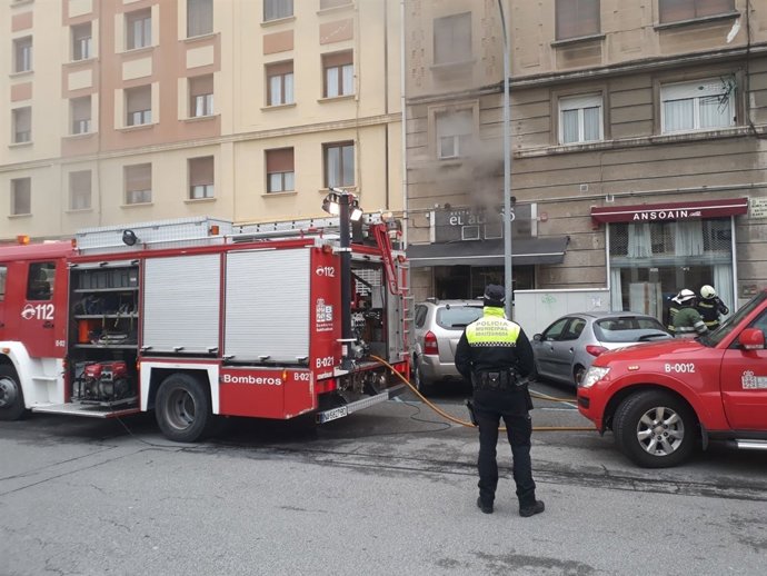 Incendio en un ediificio en el centro de Pamplona.