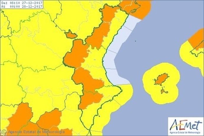 La Comunitat, en aviso por viento de hasta 100 km/h