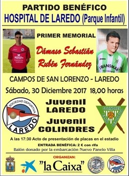 Cartel partido benéfico Dámaso y Rubén en Laredo