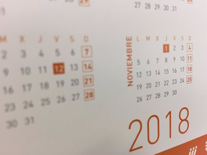 Calendario de 2018