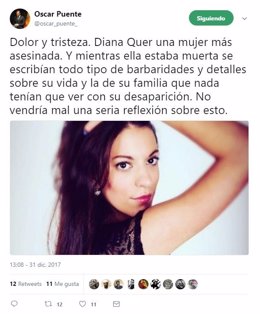 Valladolid.- Tuit de Óscar Puente sobre Diana Quer