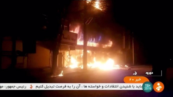 Disturbios durante las protestas ocurridas en Irán en diciembre de 2017