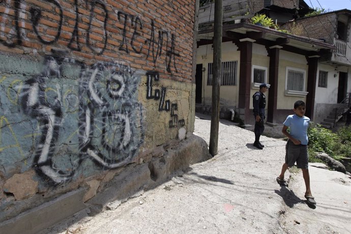 Grafitti de la mara 18 en Tegucigalpa