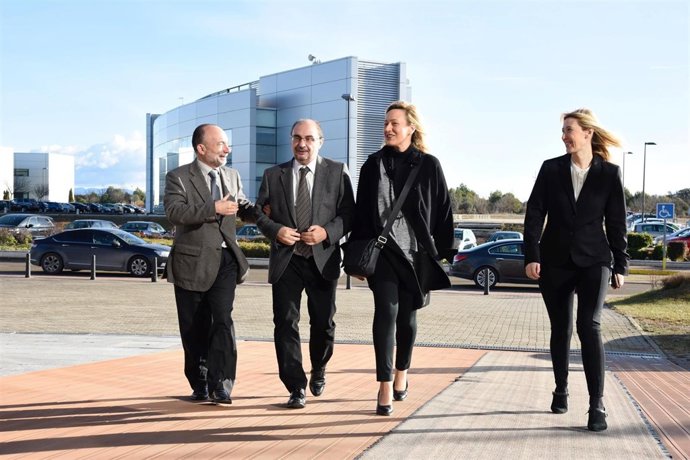 Javier Lambán a su llegada al Parque Tecnológico Walqa, en Huesca