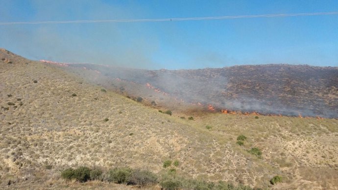 Incendio en un paraje de Carboneras (Almería)