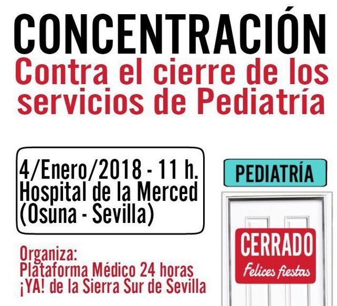 Cartel de concentración por falta de pediatras
