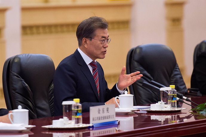 El presidente de Corea del Sur Moon Jae-in en Beijing, China
